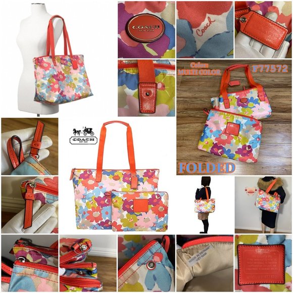 ❤️❤️❤️❤️SOLD❤️❤️❤️❤️Coach Floral Fabric-Nylon Bag & Snap Pouch🧡 - Picture 16 of 17